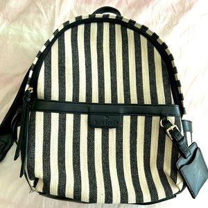Kate Spade black & white striped canvas backpack